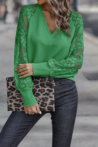 Pull en tricot pour femme 2025 - Col en V avec dentelle, style ample et décontracté, nouveau haut d'automne/hiver pour femme - Product Image 4