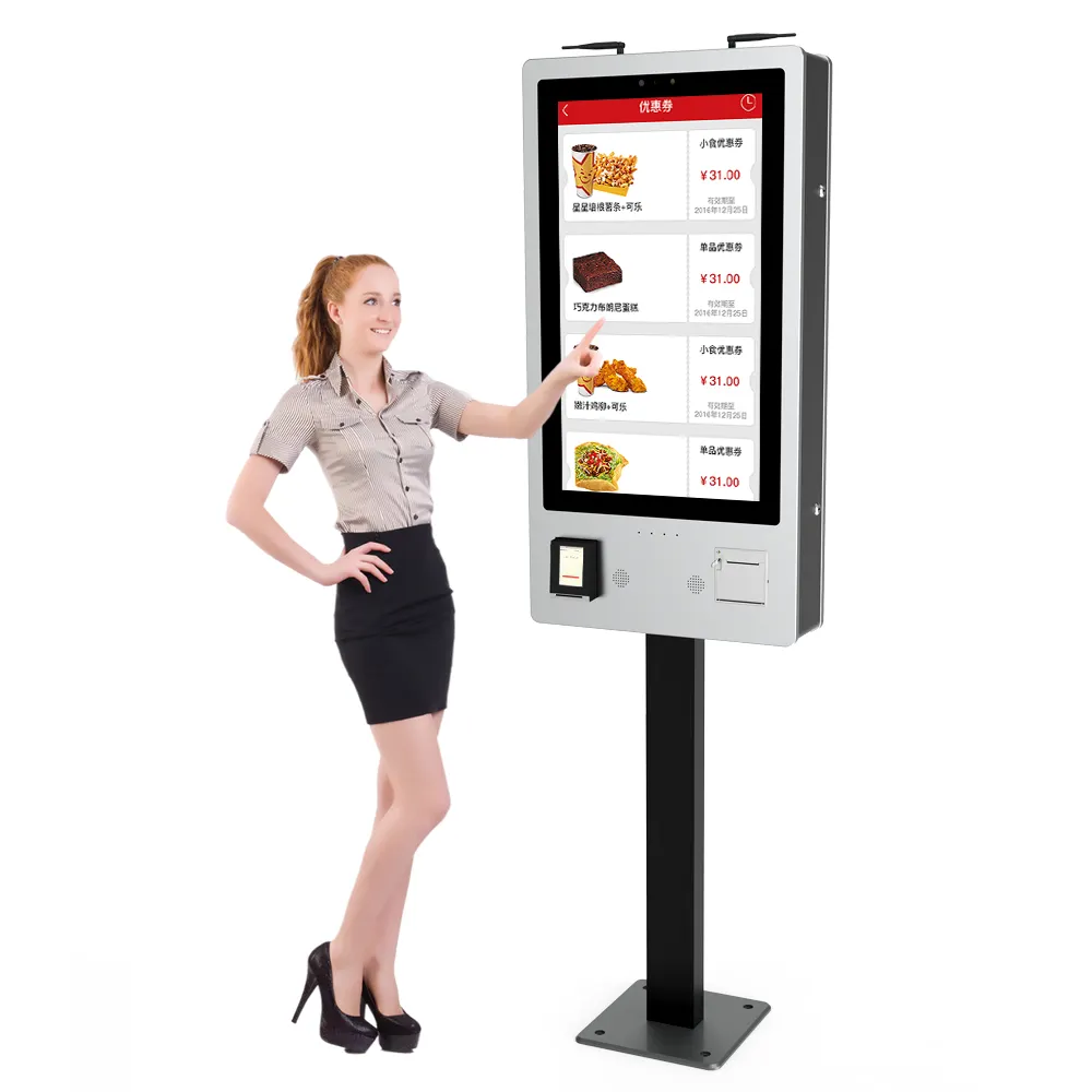 Kiosk de pagamento auto-serviço para loja de café, máquina comercial de 24 polegadas, tela sensível ao toque