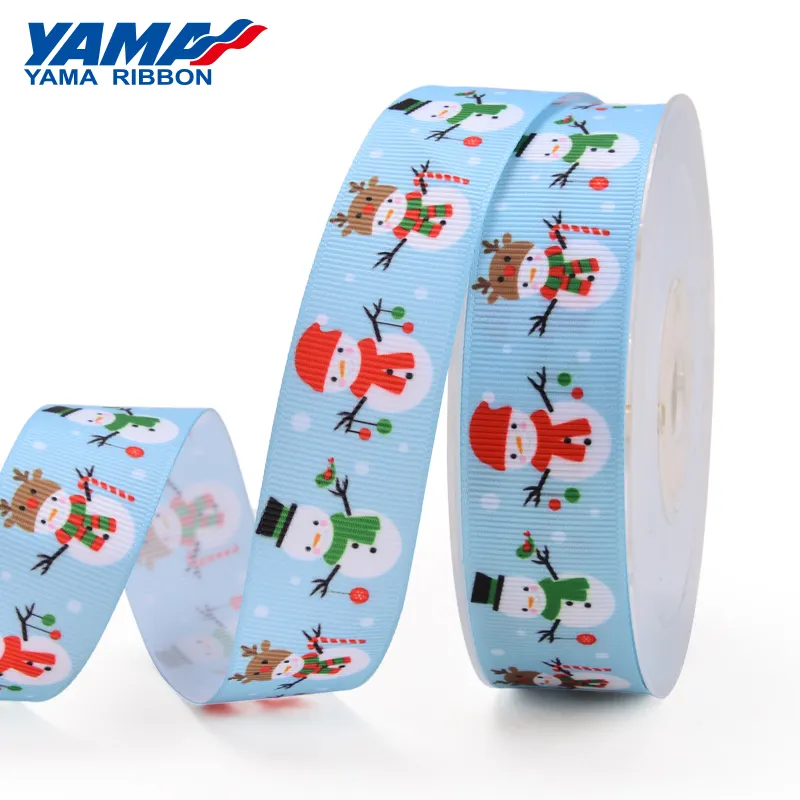 Фабрика YAMA, корсажная лента 25 мм с принтом рождественского снеговика