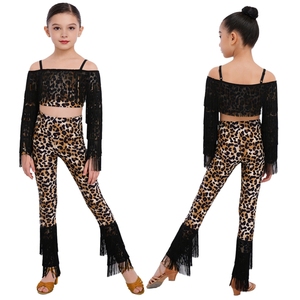 6-16 Kids Girls <b>Dance</b> Costumes Contemporary Lyrical Latin <b>Dance</b> Outfit Crop Top With <b>Pants</b> Set For Stage Performance Competition - Product Image 2
