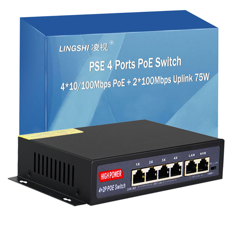 PSE 100m POE Switch Extender - 4 100mbps & 2 Uplink Ports