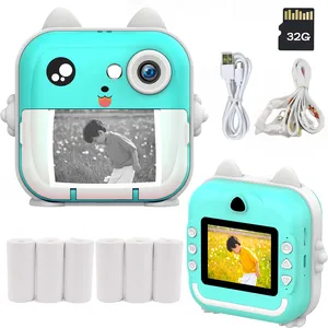 Videocámara de fábrica para niños, cámara de vídeo de juguete, compatible con tarjeta TF, pantalla IPS de 2,4 pulgadas, cámara de píxeles de 2400W, impresora instantánea