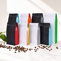 Sachet écologique recyclable à fond plat avec fermeture éclair et valve, 8 soudures latérales, 250g 500g 1kg, pour café en grains