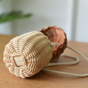Mini Rattan Acorn Bag Handmade Crossbody <b>Woven</b> <b>Basket</b> For Children Props Decorative Storage Bowl Shape - Product Image 3
