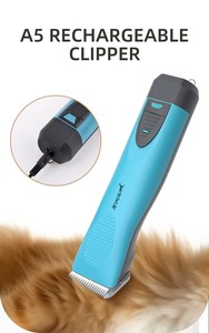 5F 10 #   30 #   Ensemble de tondeuses pour chiens professionnelles A5 en acier inoxydable, lames en plastique, rechargeable, sans fil, portable, faible bruit, sûr - Product Image 4