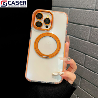 Coque de téléphone portable transparente, style simple, avec chargement magnétique, design enveloppant coloré pour objectif, et support intégré, compatible avec les séries iPhone 13-18