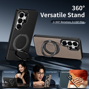 Funda Magnética de Cuero PU de Alta Gama para Samsung S26 S24 S25 Ultra con Protección de 360° °   Funda Protectora con Soporte de Anillo Metálico - Product Image 4