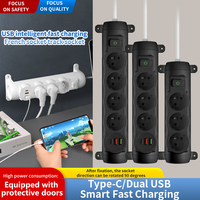 B2703 Norme Française 90 °   Multiprise murale rotative avec indicateur lumineux USB et station de charge multi-prises