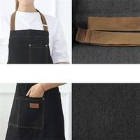 Tablier de coiffure en denim Barber, imperméable, résistant au blanchiment, taille plus, professionnel, veste de coiffeur avec poches, homme femme noir