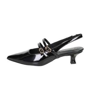 Marco Tozzi Women's Slingback <b>Pump</b> <b>Black</b> Patent Leather Pointed Toe Low Heel - Product Image 1