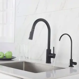 Grifo de agua potable negro mate, grifo purificador de agua de cocina para sistema de filtración de agua de ósmosis inversa sin espacio de aire