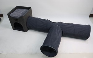 Relipet RLF006 Tunnel per gatti pieghevole giocattoli per gatti Tunnel per giochi Tunnel interattivo per animali domestici in pelle scamosciata resistente con palla - Product Image 2