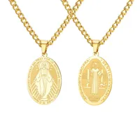Kalung Medali Ajaib Baja Tahan Karat Kalung Santo Benediktus Oval Bunda Maria Kalung Santo Benediktus Perhiasan Katolik Hadiah