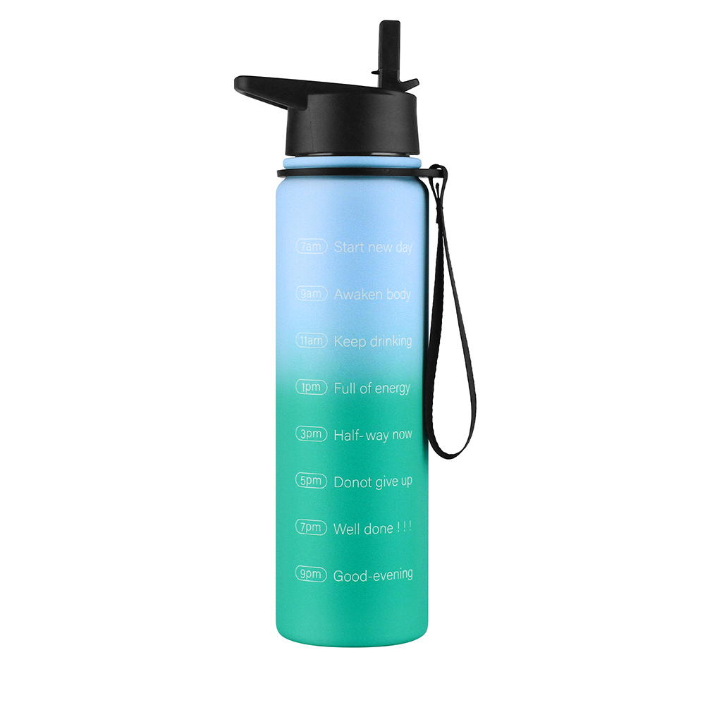 Bouche large 32oz bouteille d'eau Amazon en acier inoxydable populaire marqueur temporel bouteille d'eau