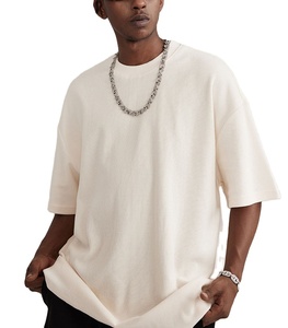 T-shirt Homme de Luxe Personnalisé en Waffle Lourd de Haute Qualité, Col Montant, Coupe Oversize et Boxy, Vierge - Product Image 2