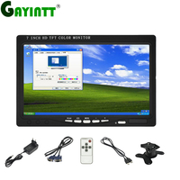 Monitor USB VGA de 7 pulgadas LCD para coche, monitor de PC, TV, AV, pantalla portátil para computadora con altavoz MP5, compatible con entrada de video VGA, BNC y tarjeta SD