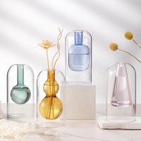 Bouteille diffuseur à double cloche en verre vide pour bâtonnets de parfum, récipient décoratif pour fleurs séchées, vase décoratif pour la maison et la table