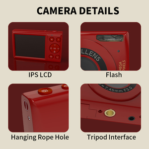 2024 Tốt Nhất Người Bán Nhập Cấp Nhỏ Nhỏ Gọn Máy Ảnh Kỹ Thuật Số 64MP 1080P <span class=keywords><strong>Video</strong></span> Với Âm Nhạc Cho Người Lớn Trẻ Em Người Mới Bắt Đầu Màu Đỏ Trắng - Product Image 4
