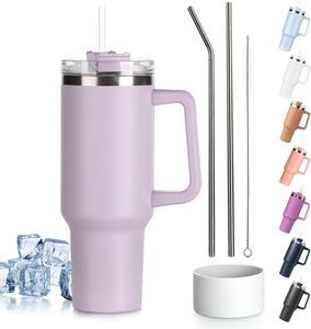 Mug de voyage isotherme en acier inoxydable à double paroi de 40 oz avec poignée, personnalisable avec logo pour entrepôt - Product Image 1