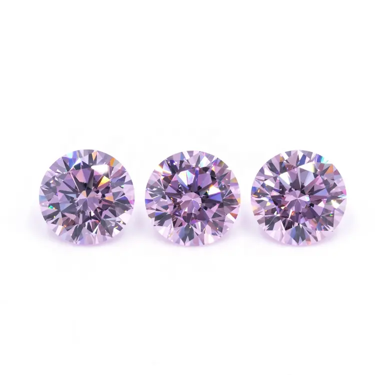 Redleaf gems 5a cz diamond price round shape pink zircon gemstones cubic zirconia stone