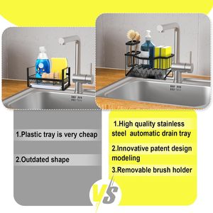 Scaffale Multifunzionale Senza Foratura per <span class=keywords><strong>Lavello</strong></span> da Cucina, Portaoggetti e Scolapiatti - Product Image 4