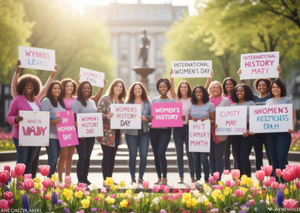 Camiseta de mujer Lead Soar de manga corta con cuello redondo, 100% algodón, corte regular, camiseta con estampado de fuerza feminista, mes de la historia de las mujeres - Product Image 2