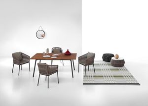 Juego de Muebles de Jardín con Mesa Extensible de Vidrio y Sillas de Cuerda Texturizada para 8 Personas - Product Image 3