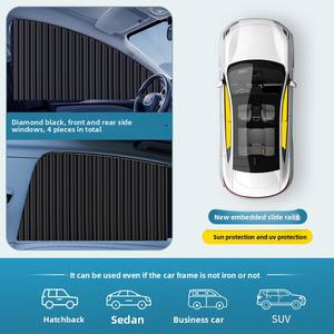 Parasol plegable <span class=keywords><strong>de</strong></span> poliéster <span class=keywords><strong>para</strong></span> ventanas laterales <span class=keywords><strong>de</strong></span> coche, pista retráctil Interior integrada, tela <span class=keywords><strong>de</strong></span> protección solar <span class=keywords><strong>de</strong></span> privacidad montada en el coche - Product Image 6