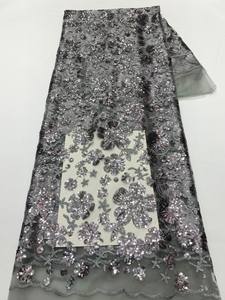 Нигерийская вышитая ткань с пайетками и кружевом для выпускного платья S31112 # А - Product Image 2