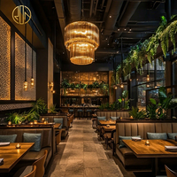 Ensemble de table et chaises carrées en bois personnalisées Ron Group pour restaurant, sièges de banquette en cuir à dossier haut, tabourets de bar, mobilier de chaise