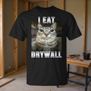 T-shirt I Eat Drywall Cat noir unisexe taille adulte M L XL XXL - Product Image 3
