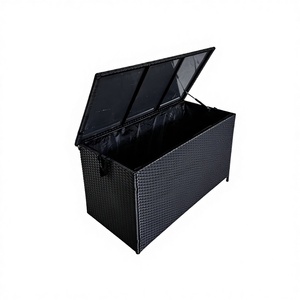 Boîte <span class=keywords><strong>de</strong></span> rangement <span class=keywords><strong>de</strong></span> <span class=keywords><strong>jardin</strong></span> avec couvercle (124x14x59cm) en osier pour l'organisation <span class=keywords><strong>de</strong></span> la maison, le rangement des couvertures, des jouets et des vêtements, et la décoration - Product Image 4