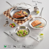 Poêle à frire professionnelle de luxe en titane pur martelé de 12 pouces avec couvercle en verre, compatible induction, revêtement antiadhésif pour la cuisine domestique