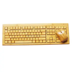 French Layout Style Bamboo Universal Wireless Keyboard and Mouse Combo for Laptop Computer