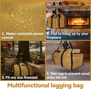 Free Sample Oxford Firewood <b>Log</b> <b>Carrier</b>: High-quality Firewood Holder Storage Tote Bag for Camping, Barbecuing - Product Image 6