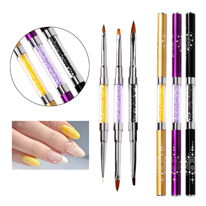 1PC Nail Art Brush Carving Pen for Nails Design DIY Tools Manicure Liner Pen Double Heads UV Gel Sequins Handle Usage Nail Tool