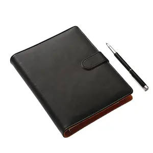 Softcover Magnetik Gesper Longgar Daun Bisnis PU Kulit Notebook