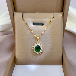 Collana con Pendente a Catena Geometrica Girasole in Rame Classico per Donna, Gioiello Elegante e alla Moda per Uso Quotidiano - Product Image 1
