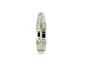 Anillo de banda cruzada con diamantes pavé en oro blanco de 18 quilates, joyería minimalista moderna para mujer - Product Image 2