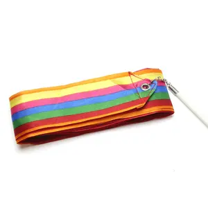 批发多色体操彩带缠绕彩带舞蹈彩带魔杖4米彩虹彩带艺术体操彩带
