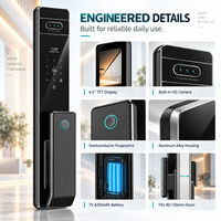 Serrure de porte intelligente biométrique entièrement automatique avec empreinte digitale, clavier anti-espionnage, serrure de porte intelligente Tuya avec scanner facial et caméra