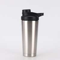 Bouteille shaker à protéines en acier inoxydable 304 à double paroi 2026, isolée, anti-fuite, sans BPA, tasse mélangeuse sous vide en métal pour la gym et le sport