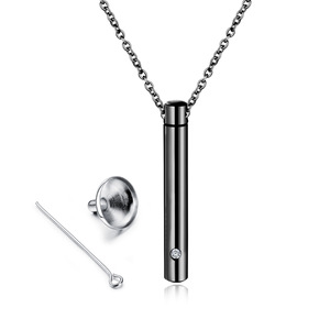 Kalung guci kristal silinder sederhana modis, perhiasan kalung abu untuk wanita pria kremasi - Product Image 3
