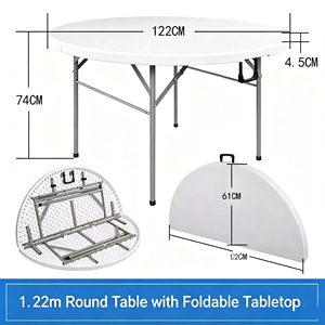 <span class=keywords><strong>Table</strong></span> <span class=keywords><strong>pliante</strong></span> ronde Moon Bulk Stock <span class=keywords><strong>de</strong></span> 4 pieds, imperméable, pour réceptions <span class=keywords><strong>de</strong></span> mariage en extérieur - Product Image 2