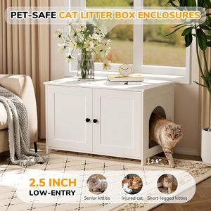 Mueble para Caja de Arena para Gatos, a Prueba de Perros, Gabinete Oculto para Baño de Gatitos, Entrada Baja, Cajas de Madera para Gatos, Control de Olores - Product Image 5