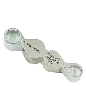 10x Magnifying Glass Twin Folding 2 Lenses 10X 20X Optical Glass Lens Handicraft Identification Magnifying Glass