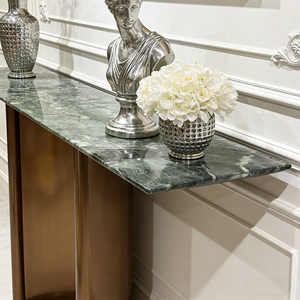 Table console de luxe italienne, base en métal doré, surface en pierre, étroite, pour l'entrée, le couloir, <span class=keywords><strong>meuble</strong></span> de présentation - Product Image 5