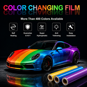 ฟิล์มติดรถยนต์แบบยืดหยุ่น ปรับแต่งได้ ซ่อมแซมได้ด้วยความร้อน สีม่วง ฟิล์มเปลี่ยนสีแบบคาเมเลี่ยน สำหรับติดตัวถังรถยนต์ทั้งคัน - Product Image 1
