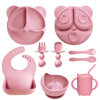 Assiette personnalisée en silicone pour enfants, avec fourchette, cuillère et bavoir, résistante aux chutes, pour aliments complémentaires