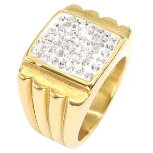 Beiyan Ring Sieraden Leverancier Groothandel Concurrerende Prijs Hoge Kwaliteit Roestvrij Staal Gouden Diamant Mode Ring Voor Trendy Meisjes